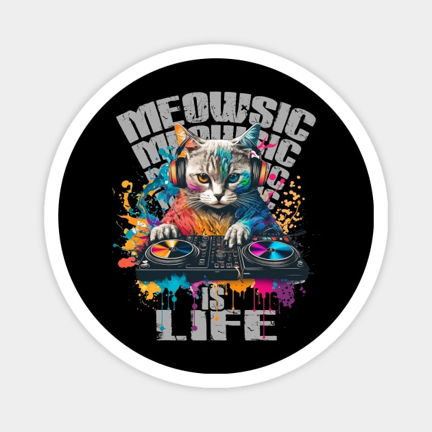 Meowsic Is Life :: Cat and Music Lover Magnet by printjobz